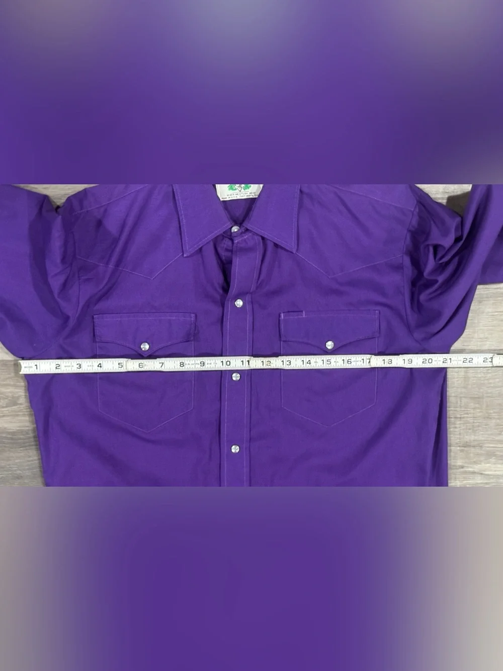 Men’s Vintage 80’s Mesquite Purple Western Pearl Snap Shirt - Made in the USA - Picture 6 of 9